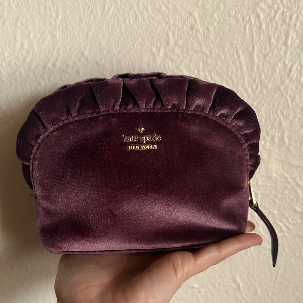 kate spade velvet cosmetic pouch in plum